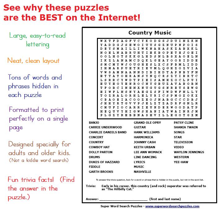 free word search puzzles with relatively large print